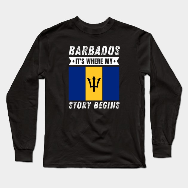 Barbados It's Where My Story Begins Long Sleeve T-Shirt by footballomatic